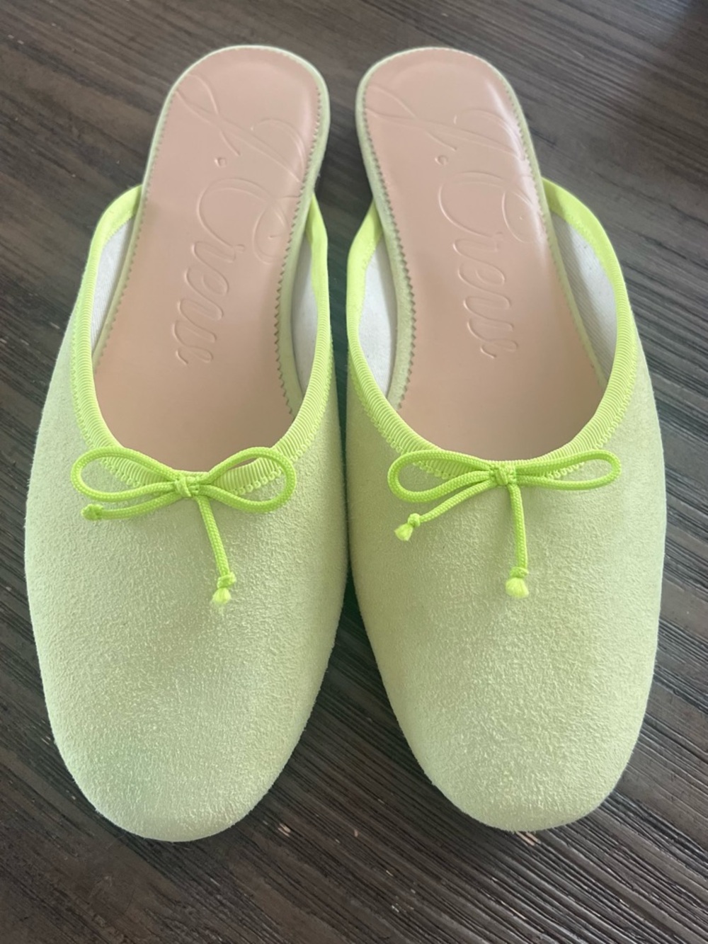 J Crew Suede Ballet Mule Size 8 ~ Crisp Aloe